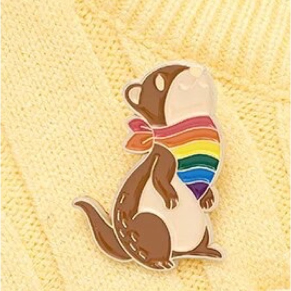 Gay Pride Chipmunk Enamel Pin Rainbow LGBTQ+ Cute Cartoon Queer Ally Badge Gift